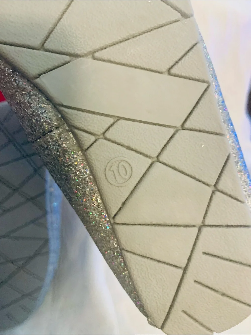 Olive & Edie Silver Glitter Kids Moccasins with Rainbow Faux-Fur Lining